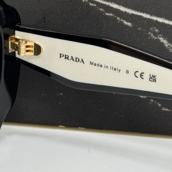 NEW PRADA PR16YS 09Q5S0 WOMEN OVERSIZED BLACK WHITE SUNGLASSES PRADA PR 16YS - Picture 11 of 12
